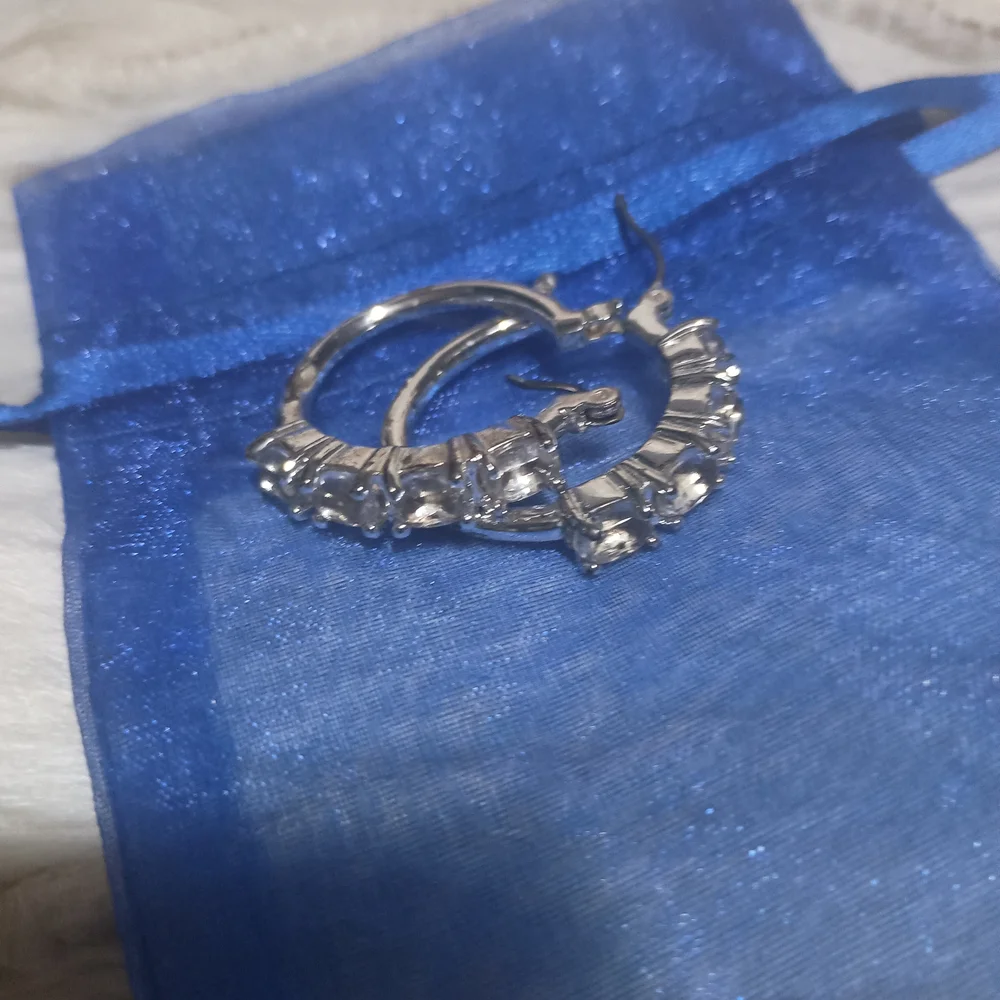 Elegant Silver Hoop Earrings - Picture 2 of 7